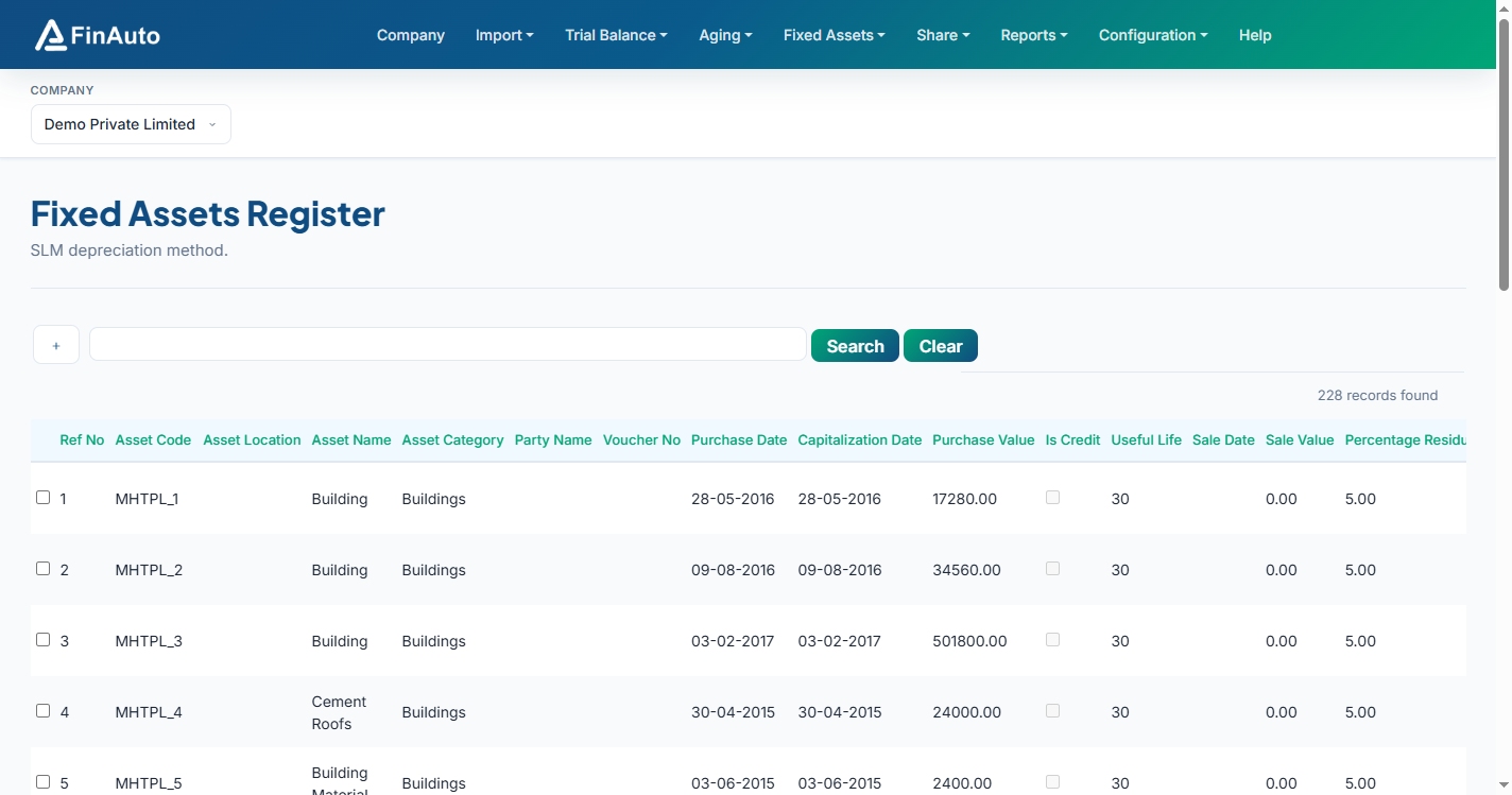 Opening WDV column in Excel template import for fixed assets