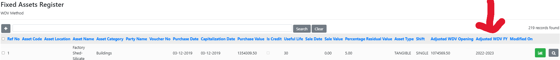 openingWDV Tab Screenshot